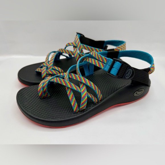 Chaco Z Cloud X2 Unisex Hiking Sandals Size 9 Orange Black Vibram Outdoor, Good - Picture 3 of 9